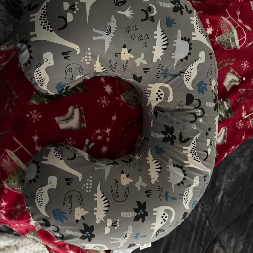 Gray Dinosaur Print Nursing Pillow